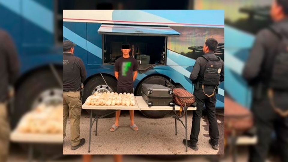 Joven transportaba casi 14 kilos de cristal en un autobús y lo descubren tras inspección en Sinaloa